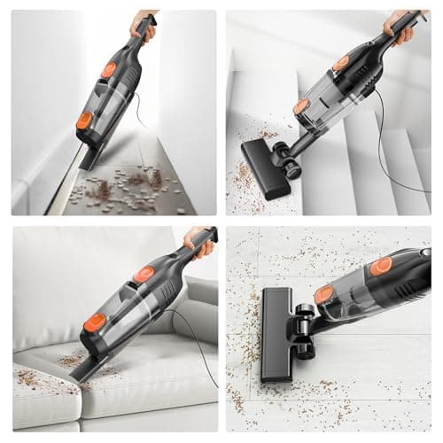 Vazone R6X Corded Stick Vacuum Cleaners for Home, 30Kpa Powerful Suction Stick Vacuum with 16Ft Cord, 2 in 1 Lightweight Handheld Vacuum Cleaner for Hardwood Floor Pet Hair