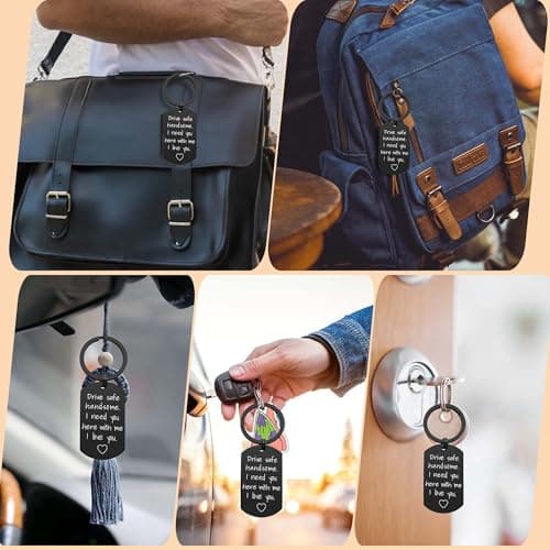 iWenSheng Drive Safe Keychain for Boyfriend - Drive Safe Handsome I Need You Here With Me Keyring Birthday Valentine’s Day Gifts for Him Boyfriend Husband Gifts