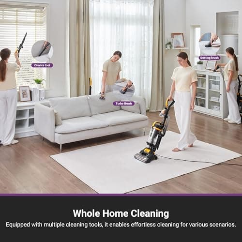 Eureka Powerful Upright Vacuum Cleaner for Home Pet Hair, Lightweight Household Upright Vacuum for Carpet and Hard Floor, MaxSwivel Pro NEU350 with Pet Tool, Yellow