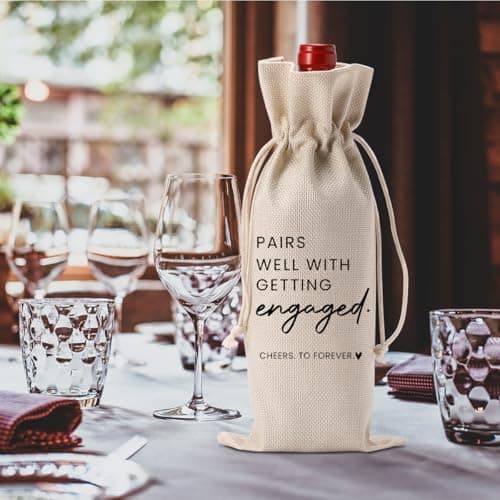 FBCCZEY Engaged Gifts, Engagement Gifts for Couples Her, Engagement Party Decorations Gifts for Engaged Couple Wine Bag, Pairs Well with Getting Engaged Wine Bottle Bag