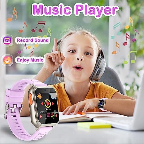 Kids Smart Watches Girls Gift for Girls Age 6-12, 24 Puzzle Games HD Touch Screen Kids Watch with Video Camera Music Player Pedometer Flashlight 12/24 hr Toys for 7 8 9 10 11 12 Year Old Girl Boys