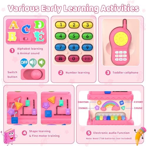 Montessori Toys for 1 Year Old Girl Gifts, 12-in-1 Musical House Toddler Learning Toys for 1-2, 1st First Birthday Gifts for Girls and Boys Baby 6-12 12-18 6-24 Months