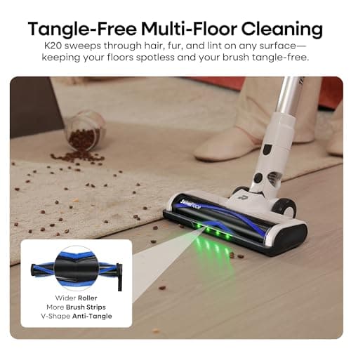ElecKeys Cordless Vacuum Cleaner, 580W 48KPA 65Mins Vacuum Cleaners for Home, Self-Standing Anti-Tangle Vacuum with LED Display, Rechargeable, Lightweight, Cordless Vacuum for Floors/Pet Hair/Carpets