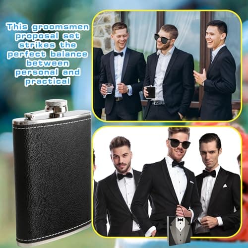 10 Set Groomsmen Gifts Proposal Wedding Groomsmen Gift Set Includes Flask Funnel Wine Glass Card Bottle Opener Gift Bag Sunglasses Knife Pen for Wedding Party Present
