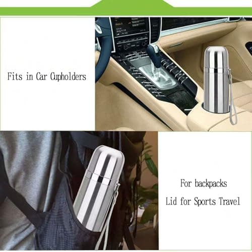 Stainless Steel Thermal Bottle Vacuum Insulated Coffee Trave Mug for Hot and Cold Drinks Double Walled Sport Water Flask with Cup 17Oz/500Ml(Silver)