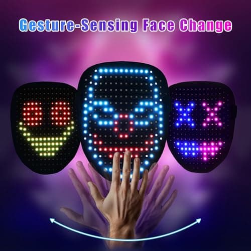 QAQ LED Mask Light Up Mask with Gesture Sensing, Cool Stuff Toys Gifts for Boys Girls, Cool Toys Gifts for Halloween Costumes Christmas Birthday Party