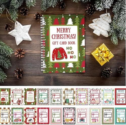 Merry Christmas! Gift Card Book, 5x7 Color Spiral-Bound Merry Christmas Card Book, Christma Gift Cards Books Holder, DIY Personalized Xmas Gifts for Family, Friends, Students (1pc)