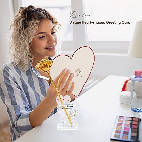 Gold Dipped Rose Real 24K Gold Rose, Genuine One of a Kind Rose Hand Dipped in 24K Golden Roses Romantic Gifts for Women in Her Birthday Anniversary Day Mothers Day