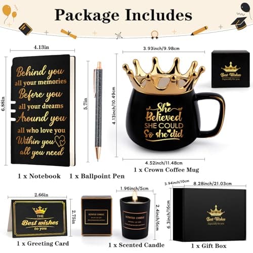 Graduation Gifts for Her, Congratulations Gifts for Women, High School Nurse College Graduation Gift Class of 2025 Friends Sisters, She Believed She Could So She Did Crown Cup Coffee Mug Inspirational
