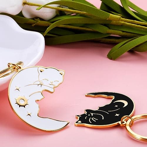 XPENMULBOJA Couple Gifts for Boyfriend Girlfriend Fathers Day Cat Dad Keychain Anniversary Matching Couple Stuff for Wife Husband Him Her Christmas Stocking Stuffer for Women Men Cat Lover