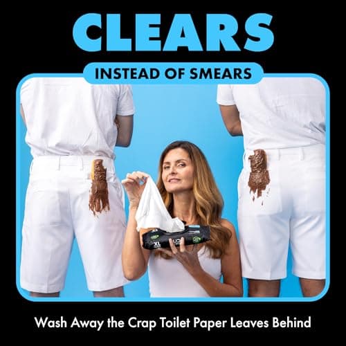 DUDE Wipes Flushable Wet Wipes 48 Count Dispenser, Unscented Wet Wipes with Vitamin-E & Aloe, Septic and Sewer Safe