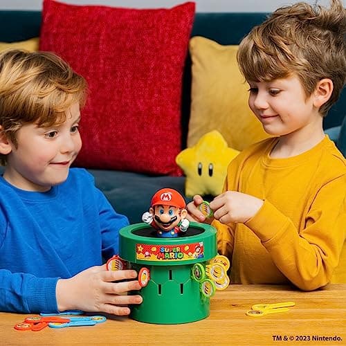 TOMY Pop Up Super Mario Board Game - Family and Preschool Games for Family Game Night - Kids Activities and Super Mario Toys - Girls and Boys Games - 2-4 Players - Ages 4 Years and Up