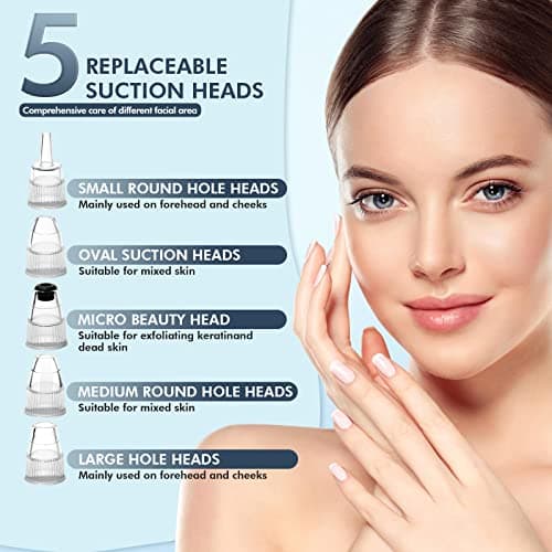 Blackhead Remover Pore Vacuum, Upgraded Black Head Remover for Face, Electric Acne Comedone Whitehead Extractor Tools-5 Suction Power, 5 Probes, USB Rechargeable Pimple Popper Tool Kit