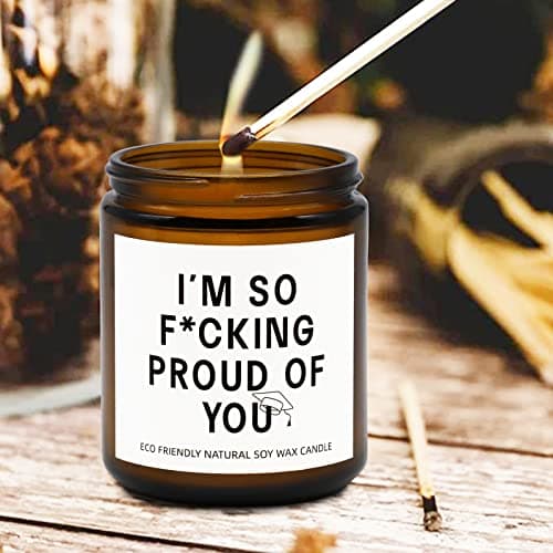 Funny Graduation Gift for Her/Him, So Proud of You Graduation Candle for Party Decorations, Gardenia Scented Candle High School College Grad Gift