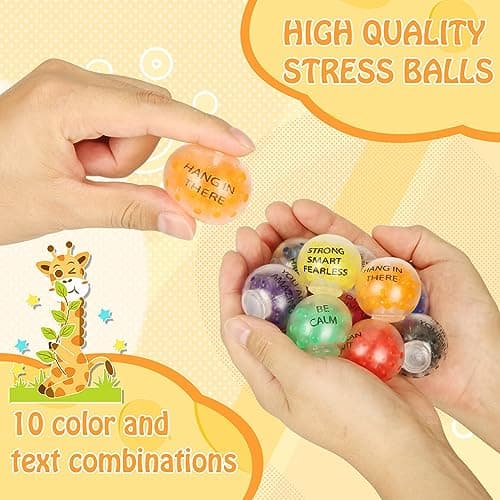 20 Pack Colorful Motivational Mini Stress Balls Set, Squishy Balls Fidget Toys for Adult, Squeeze Balls Bulk, Birthday Gifts Party Favors Goodie Bags Stuffer Anxiety Stress Relief