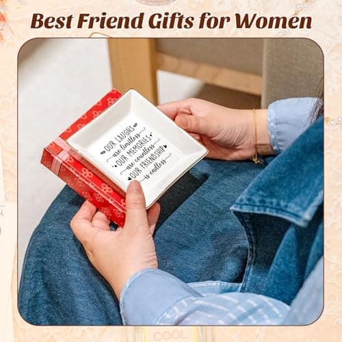 PUDDING CABIN Best Friend Birthday Gifts for Women Friendship is Endless Jewelry Dish for Women Rings Earrings, Unique Gifts for Woman Female Friend Birthday Christmas Mothers Day Gift