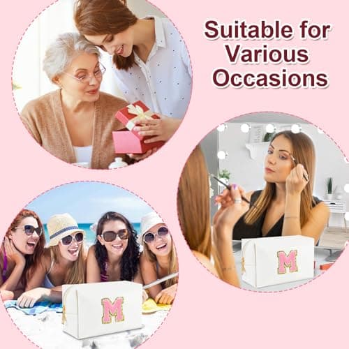 Personalized Initial Makeup Bag - Trendy Stuff for Teen Girls & Friends - Cute Graduation Gifts for Teenage Women & Bridesmaids (M)