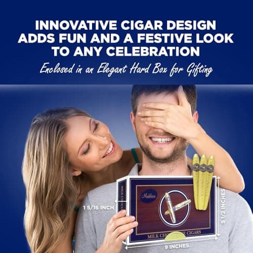 Madelaine Solid Premium Milk Chocolate Cigar Gift Box - Made with Fresh Milk, Cocoa Bean & Swiss-Formulated Chocolate - Ideal for Father's Day - 24 Count Individually Wrapped in an Elegant Hard Box