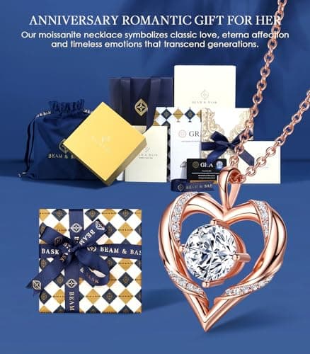 2-3 Ct Moissanite Heart Necklaces for Women, 18K Gold Plated Romantic Pendant for Anniversary Birthday, 925 Sterling Silver Jewelry for Wife Girlfriend Mom Her