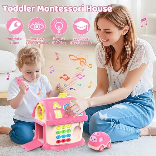 Montessori Toys for 1 Year Old Girl Gifts, 12-in-1 Musical House Toddler Learning Toys for 1-2, 1st First Birthday Gifts for Girls and Boys Baby 6-12 12-18 6-24 Months