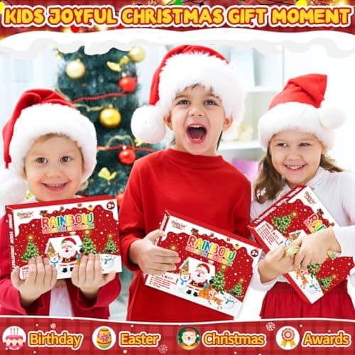 Party Favors for Kids: 24 Pack Christmas Rainbow Scratch Art Notebook Classroom School Supplies Bulk for Girls Boys Goodie Bags Stuffers, Return Gifts for Birthday Party Gift Kid Crafts
