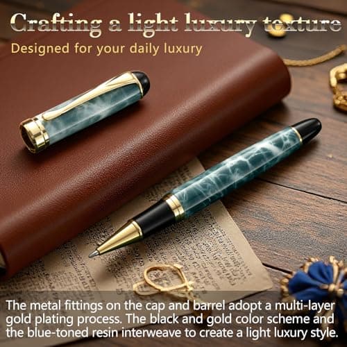 Luxury Ballpoint Pens Black Ink 0.5mm Medium Point Work Pen Smooth Writing,Elegant Fancy Nice Gift Pen Set for Signature Executive Business Office Supplies - Gift Boxed with Extra Refills
