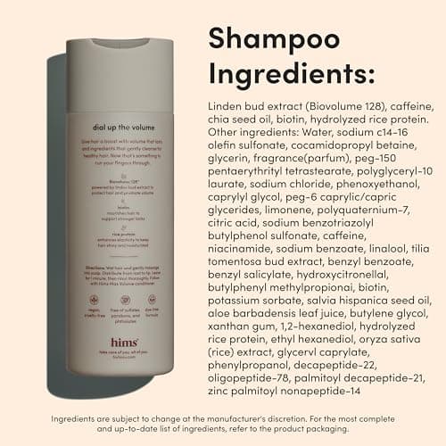 hims Max Volume Men's Shampoo & Conditioner Set - Volumizing Natural Shampoo and Conditioner for Men - Adds Volume, Shine & Bounce - Citrus Spice - 2 x 6.4 fl oz