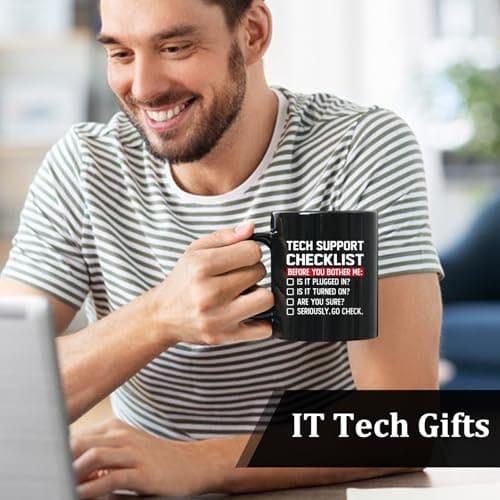 YHRJWN Tech Support Gifts Checklist Mug, Christmas Gifts for IT Tech Guys, Technicians, Programmers, Funny Gift for IT Lovers, Engineers - Computer Geek Novelty Cup Coffee Mug 11 Oz