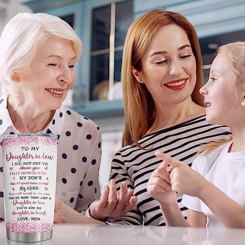 ZANIION Daughter In Law Gift Tumbler 20oz 1PC, Thoughtful Gifts Ideas For Daughter-In-Law From Mother-In-Law Mug, Best Christmas Mothers Day Weeding Decoration Present For Future Son'S Wife Coffee Cup