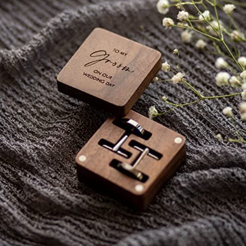 MUUJEE Cufflinks with Engraved Wood Gift Box
