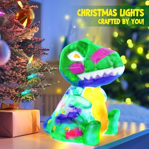 Paint Your Own Dinosaur Lamp Kit, Art Supplies Kids Paint Set, Arts and Crafts for Kids Ages 8-12, Dinosaur Toys Girls Boys Halloween Birthday Christmas Gifts Ages 3 4 5 6 7 8 9 10 11 12+