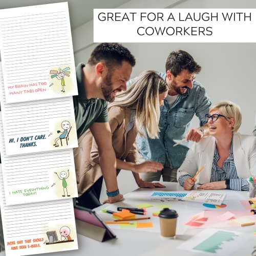 ZICOTO Super Funny Notepads - Hilarious Office Gift for Your Women Coworkers - Set of 4 Office Supplies Memo Pads w/ 4 Assorted Designs, 50 Sheets Each, 4.25" x 5.5"