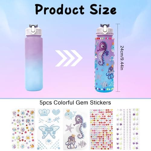 muyurra Christmas Gift for Girls Decorate Your Own Water Bottle Kits for Girls Age 4-12, Girl Water Bottle DIY Arts and Crafts Kits Supplies Christmas Birthday Gifts for Girl 4 5 6 7 8 9 10 Year Old