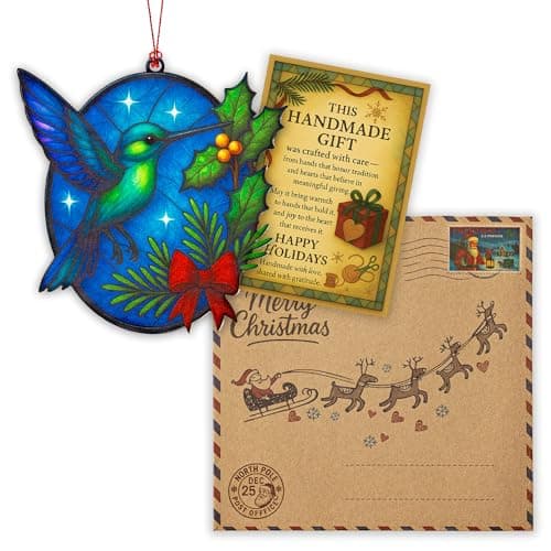 Christmas Ornaments 2025 – Hummingbird Suncatcher Window Hanging Decoration, Hummingbird Christmas Ornament for Holiday Tree, Unique Handmade Gift Idea, Beautiful Glass Style Ornament for Bird Lovers