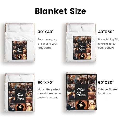 Custom Blanket with Picture Text Customized Thow Blankets Personalized Blanket Customizable Blanket Photo Blankets Customize Gifts for Mom Dad Couple Girlfriend Boyfriend Wife Husband