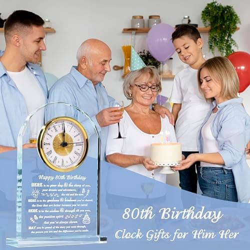 Movdyka 80th Birthday Gifts for Women Men - Crystal Clock Gifts Personalized 1944 80 Year Old Birthday Present for Her Him - Happy 80th Birthday Gifts Ideas for Mom Dad Unique