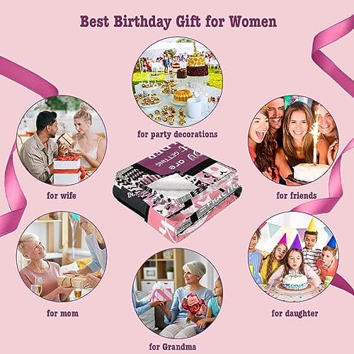 Birthday Gifts for Women Girls Throw Blanket 60"X50", Happy Birthday Decorations for Women, Gifts for Women Birthday Unique, Womens Birthday Gift Ideas for Her Friend Mom Sister Grandma Wife