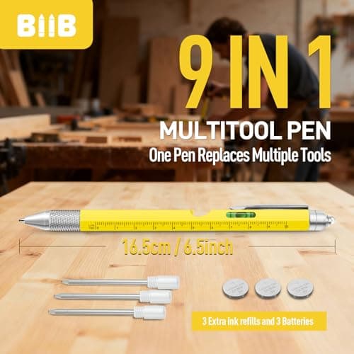 BIIB Stocking Stuffers for Men Adults, Gifts for Men 9 in 1 Multitool Pen, Mens Stocking Stuffers, Mens Christmas Gifts for Dad Him Husband, White Elephant Gifts for Adults, Cool Gadgets