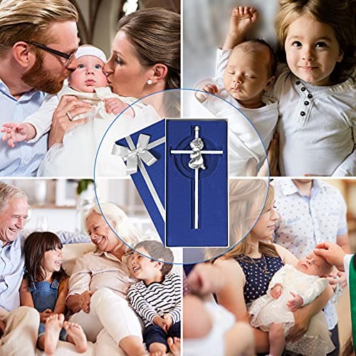 Baby Wall Cross Baptism Gifts for Girl, 7-inch Silver Praying Girls Baptism Crosses for First Holy Communion Christening and Dedication Baptismal Gifts from Godparents