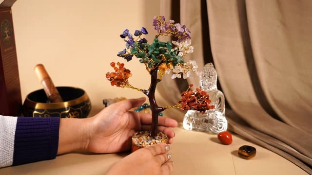 Crystal Tree of Life 7 Chakra Healing Crystal Trees for Home Decor, Office Desk Decor, Boho Decor, Handmade Bonsai Trees for Positive Energy, Money, Good Luck Birthday Gifts for Women, Mom