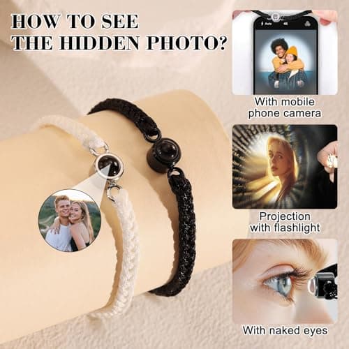 Custom Bracelets with Picture Inside, Picture Bracelet Personalized Photo Projection Bracelets, Valentine’s Day Birthday Christmas Gifts for Women/Men