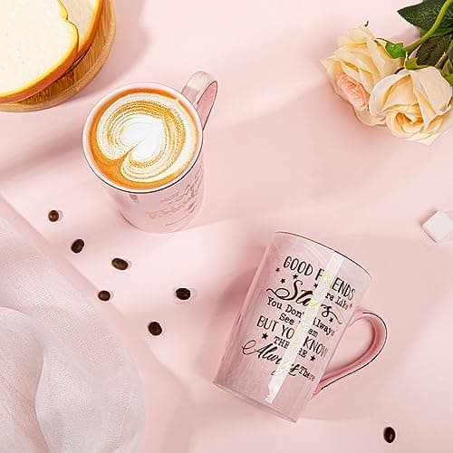 Best Friend Birthday Gifts for Women, Friendship Gifts for Women, Unique Birthday Gift Ideas for Her, Friends Female, Besties, BFF Ceramic Marble Coffee Mug Gift Box Printed Gold 14 oz