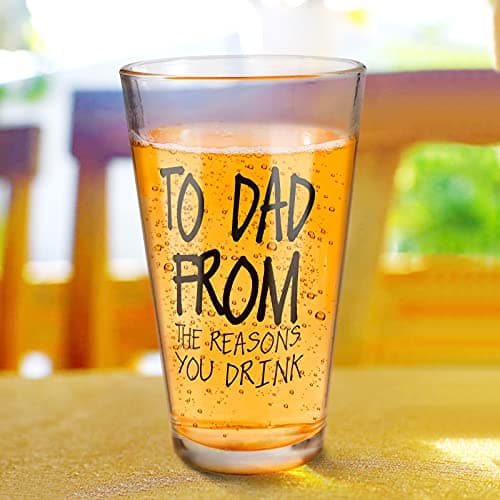 Gifts for Dad,16 OZ Funny Beer Glass Stocking Stuffers for Men,Fathers Day Dad Gifts from Daughter Son Wife,Birthday Anniversary Retirement Valentines Day Presents for Him Husband