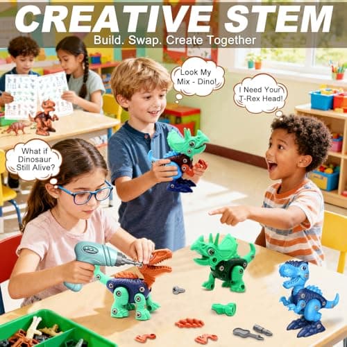 Laradola Dinosaur Toys for 3 4 5 6 7 8 Year Old Boys, Take Apart Dinosaur Toys for Kids 3-5 5-7 STEM Construction Building Kids Toy with Electric Drill, Party Christmas Birthday Gifts Boys Girls