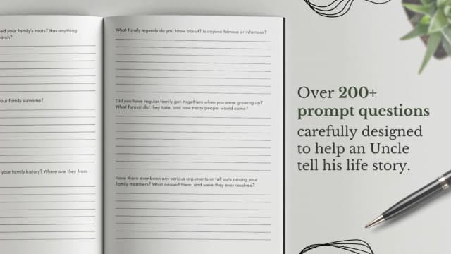 Uncle's Life Story Journal (Hardcover): A Meaningful Keepsake for Uncle to Share His Journey and Memories, Book Includes 250+ Prompt Questions, Sentimental Gifts for Father's Day, Birthday & Christmas