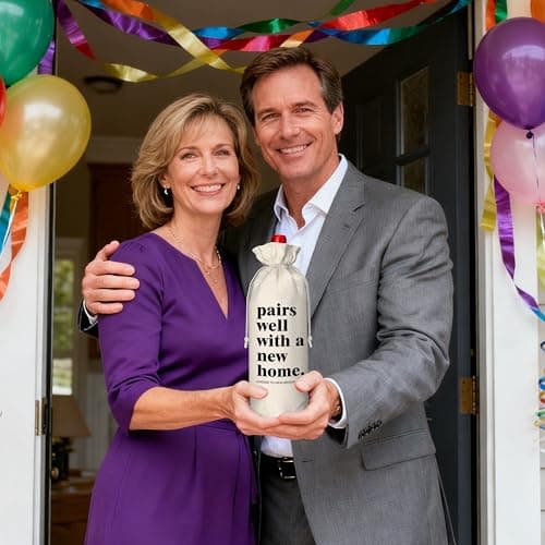 DOI-LANEE Housewarming Wine Bag for Homeowner, New Home Gifts Bag for Women, Welcome To The Neighborhood Gift for Neighbor, Homeowner Realtor Gifts, Pairs Well with A New Home