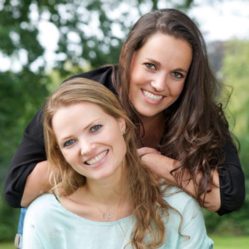 Sister Gifts, Sterling Silver Interlocking 2 Circles Necklace for Big & Little Sisters, Sister Birthday Gifts from Sisters