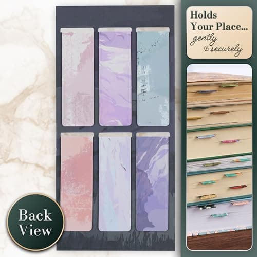 Christian Art Gifts Set of 6 Beloved Scripture Favorites with Abstract Scenic Bookmark Rectangular Folded Magnetic Pastel Design Inspirational Magnetic Bible Verse Bookmark, Size Small 2.3" x 0.8"