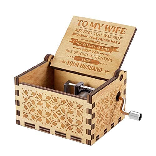 Music Box Gift for Wife - Romantic Birthday Valentine Anniversary Christmas to My Wife Gifts from Husband Boyfriend Love Women Girl Girlfriend Wooden Hand Crank Musical Box Play You are My Sunshine
