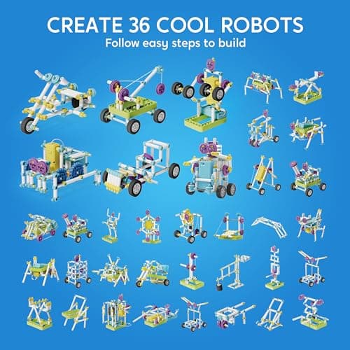 Klever Kits 36-in-1 Motor Robotic Kits, Make Your Own Kids Craft Kits Educational STEM Toys for Ages 8-13 Boys and Girls, Science Gifts for 8 Years Old